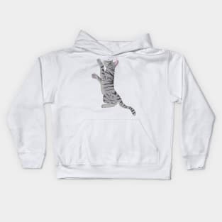 Playful Gray Tabby Cat Kids Hoodie